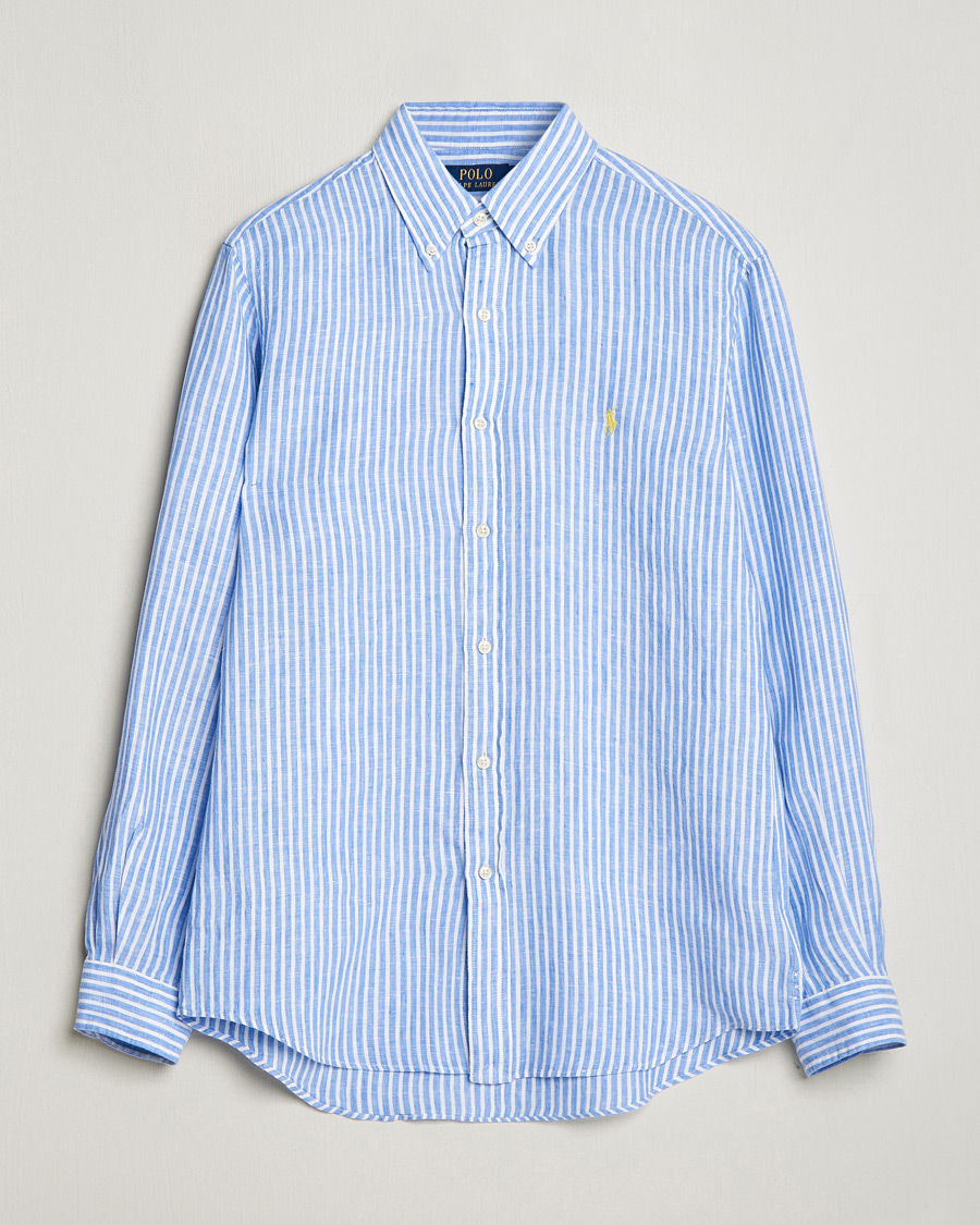 Homme | Chemises | Polo Ralph Lauren | Custom Fit Striped Linen Shirt Blue/White