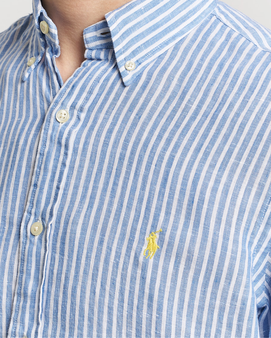 Homme | Chemises | Polo Ralph Lauren | Custom Fit Striped Linen Shirt Blue/White