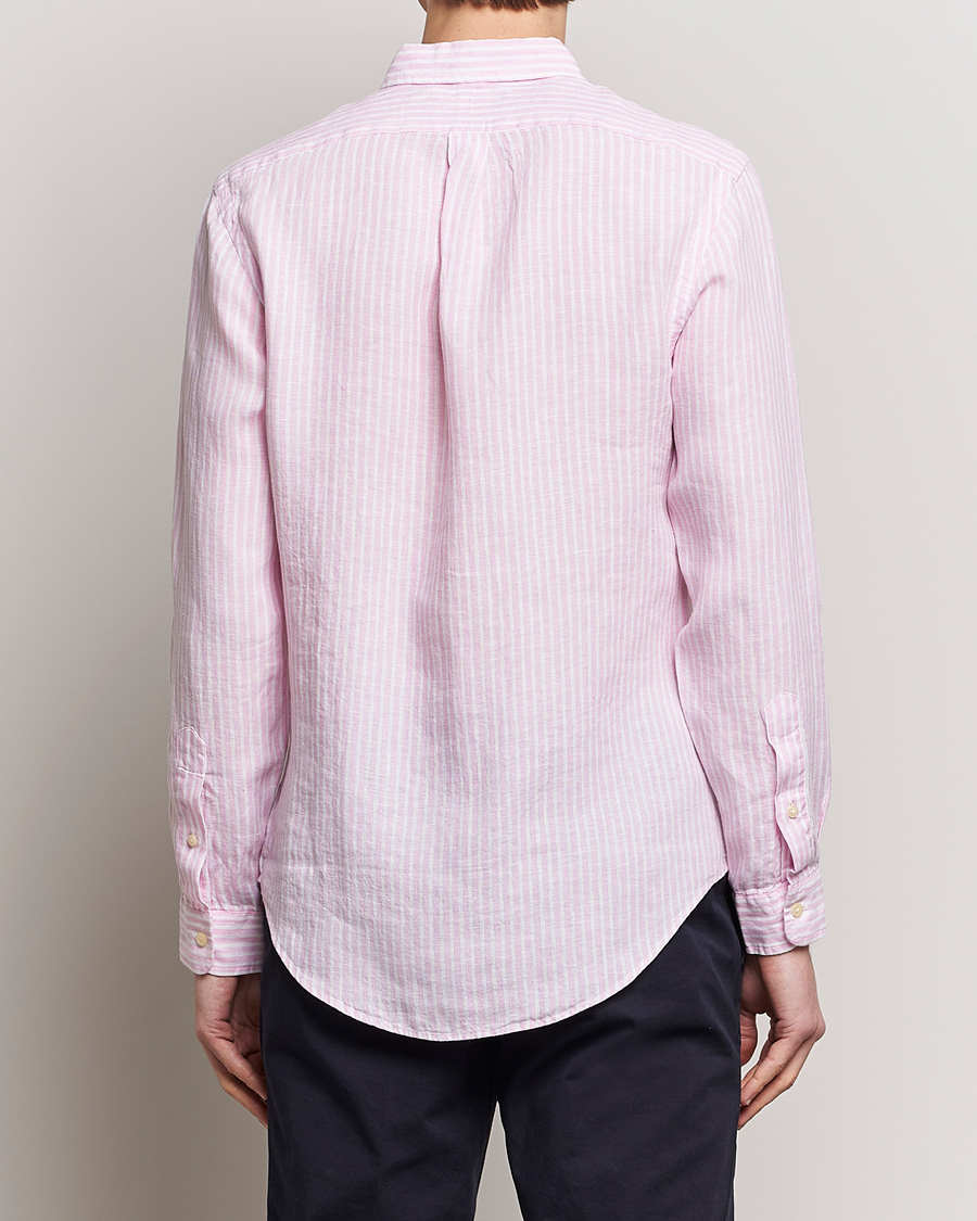 Homme | Chemises | Polo Ralph Lauren | Slim Fit Striped Button Down Linen Shirt Pink/White