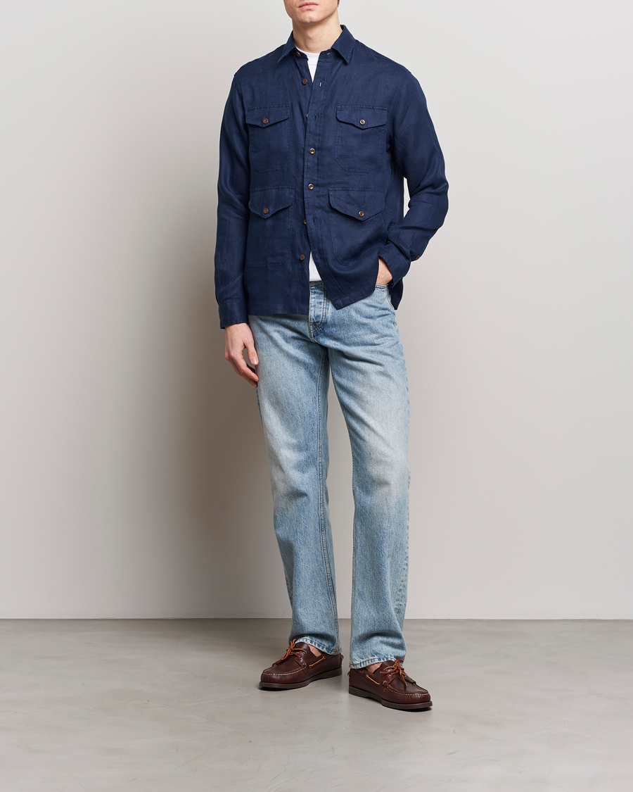 Homme | Chemises | Polo Ralph Lauren | Linen Overshirt Newport Navy