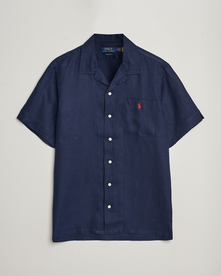 Homme | Chemises | Polo Ralph Lauren | Linen Pocket Short Sleeve Shirt Newport Navy