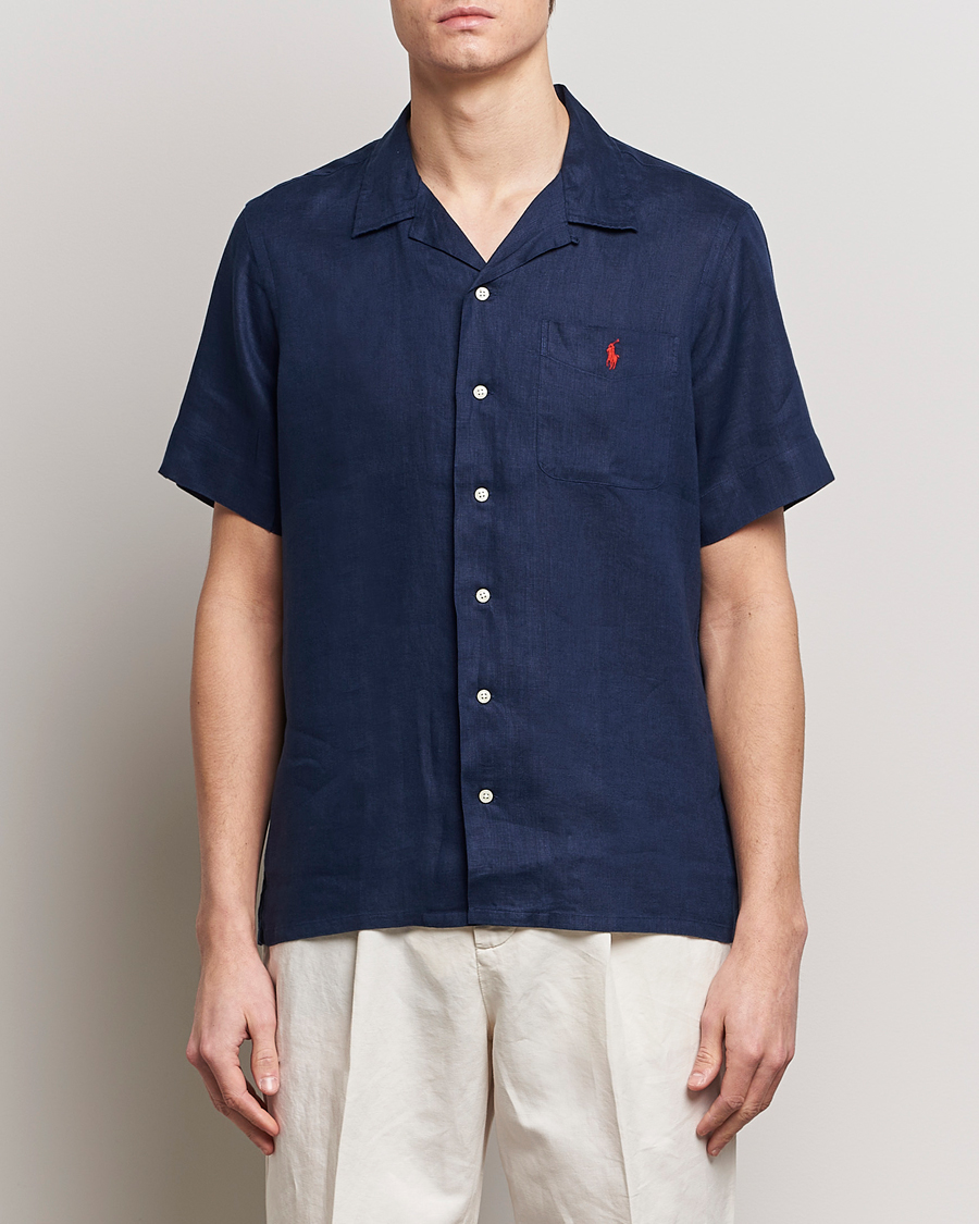 Homme | Chemises | Polo Ralph Lauren | Linen Pocket Short Sleeve Shirt Newport Navy