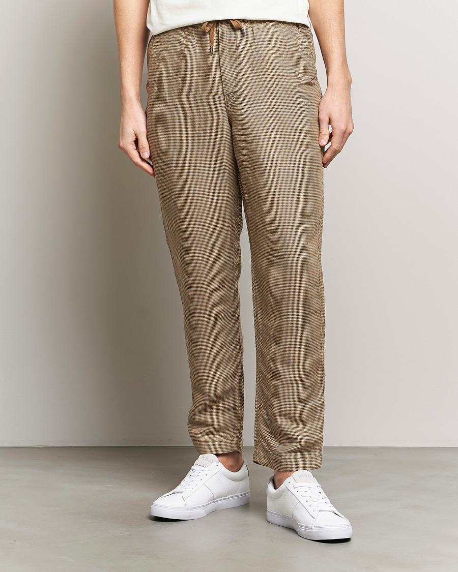 Homme | Pantalons À Cordon | Polo Ralph Lauren | Prepster V2 Linen Trousers Brown Dogstooth