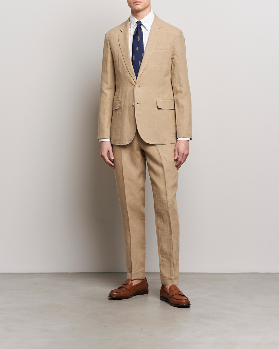 Homme | Pantalons | Polo Ralph Lauren | Linen Pleated Trousers Coastal Beige