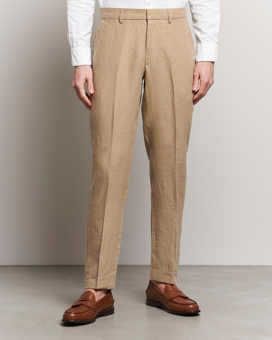 Homme | Pantalons En Lin | Polo Ralph Lauren | Linen Pleated Trousers Coastal Beige