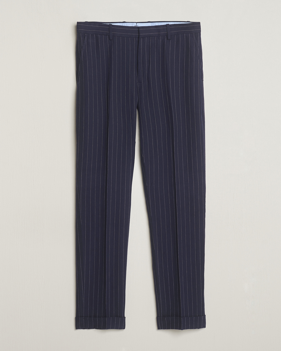 Homme | Pantalons | Polo Ralph Lauren | Linen Pinstripe Trousers Navy/Cream