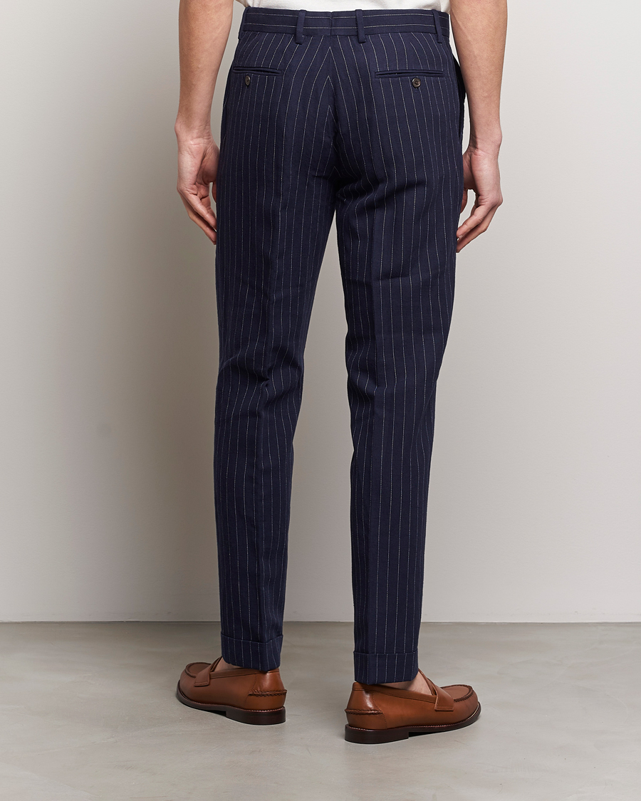 Homme | Pantalons | Polo Ralph Lauren | Linen Pinstripe Trousers Navy/Cream