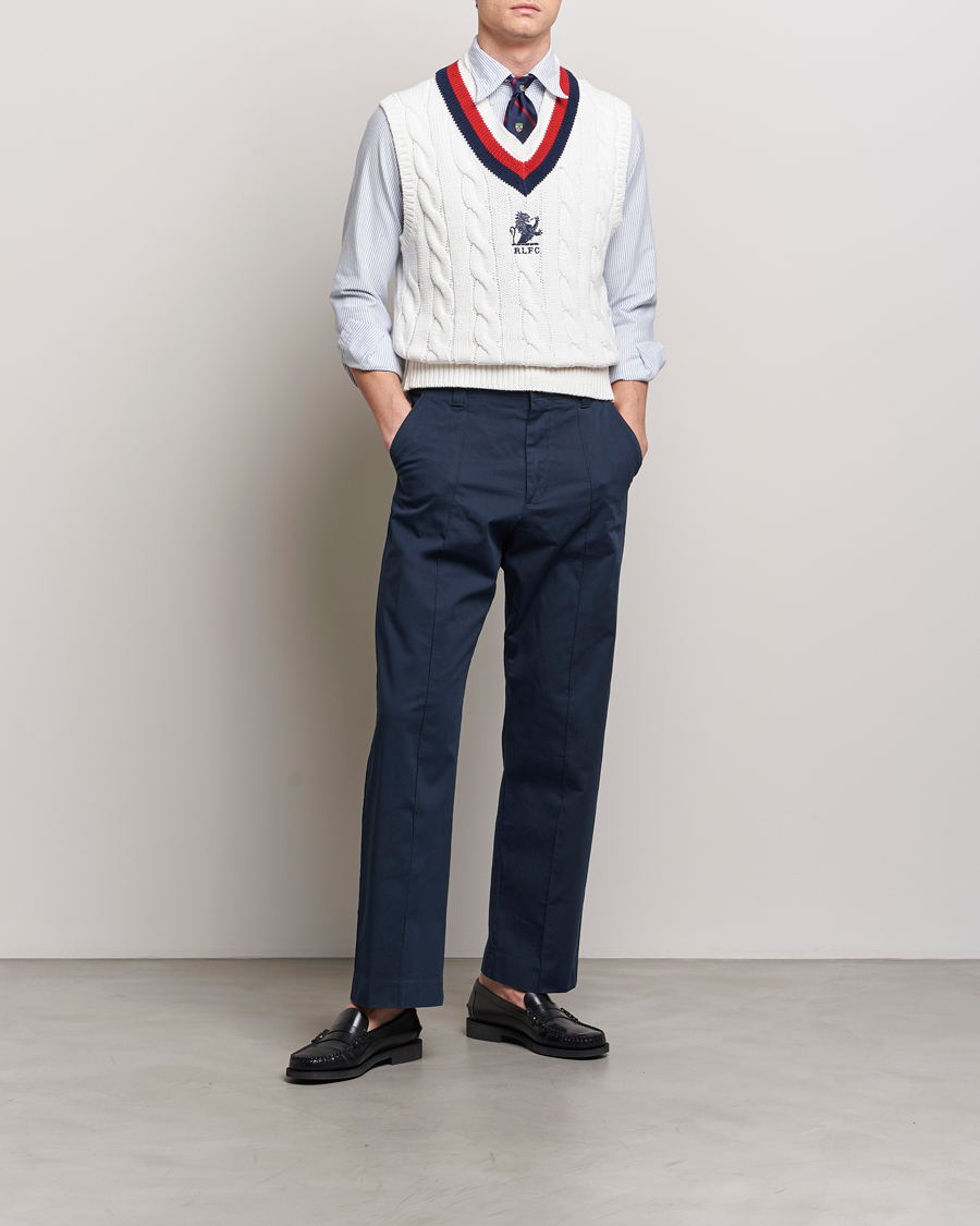 Homme | Pulls Et Tricots | Polo Ralph Lauren | Cotton Knitted Cricket Vest Deckwash White