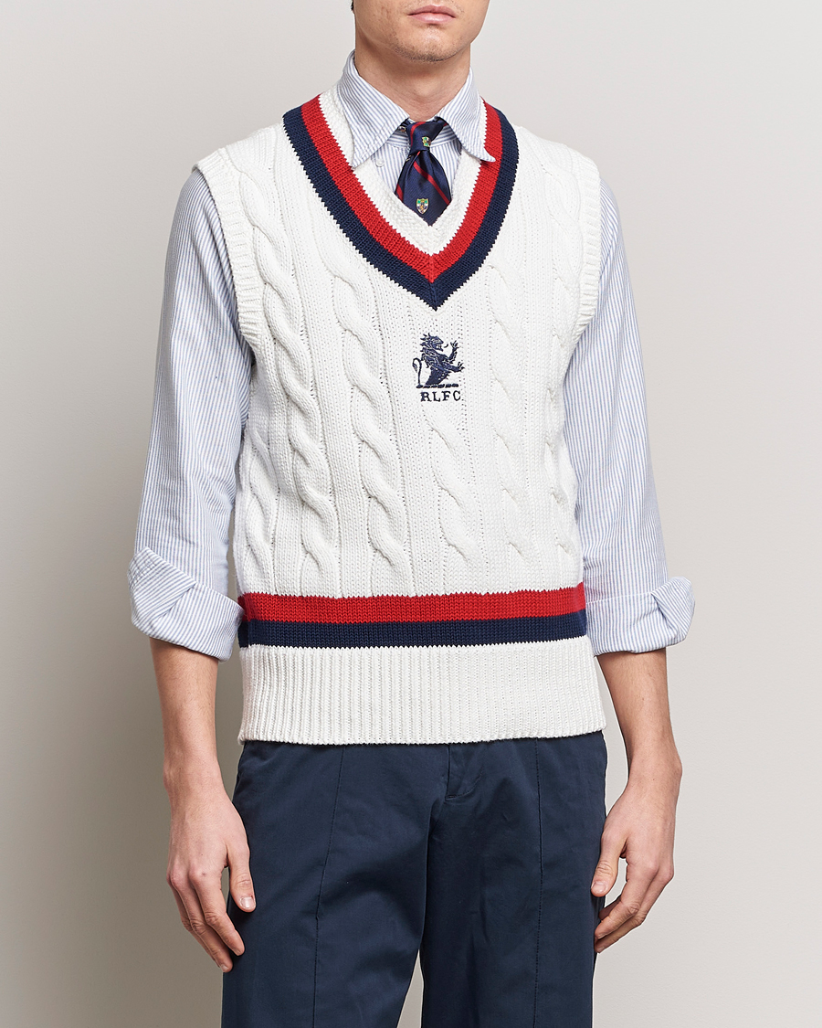 Homme |  | Polo Ralph Lauren | Cotton Knitted Cricket Vest Deckwash White