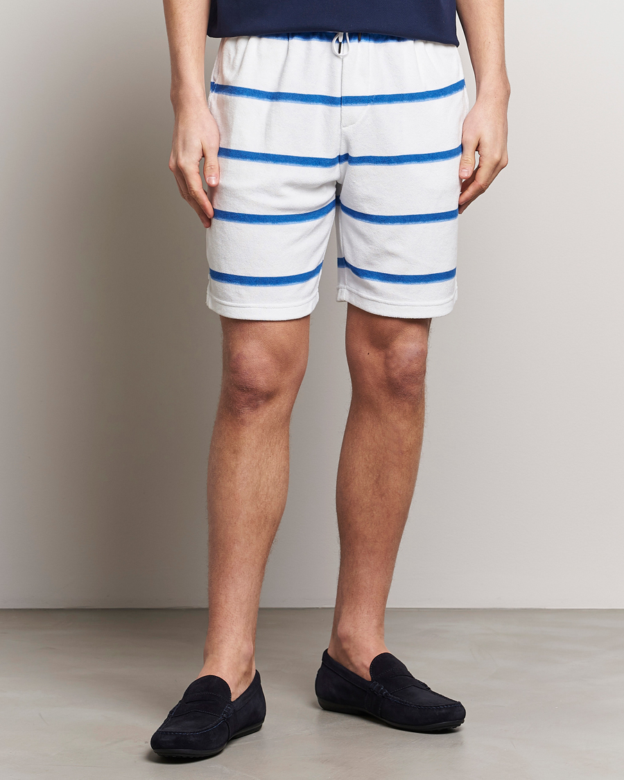 Homme | Shorts | Polo Ralph Lauren | Cotton Terry Striped Drawstring Shorts Blue/White
