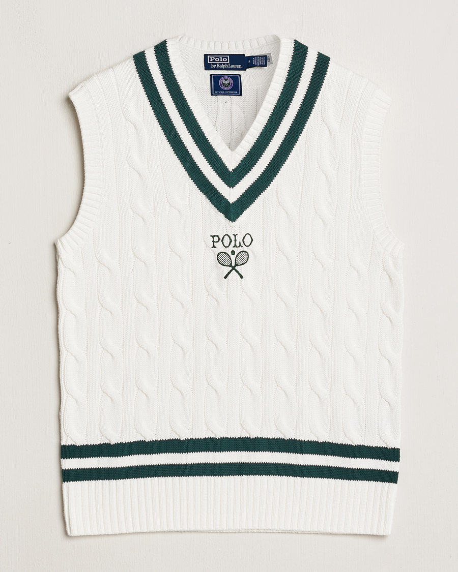 Homme | Pulls Et Tricots | Polo Ralph Lauren | Wimbledon Cricket Vest White/Moss Agate