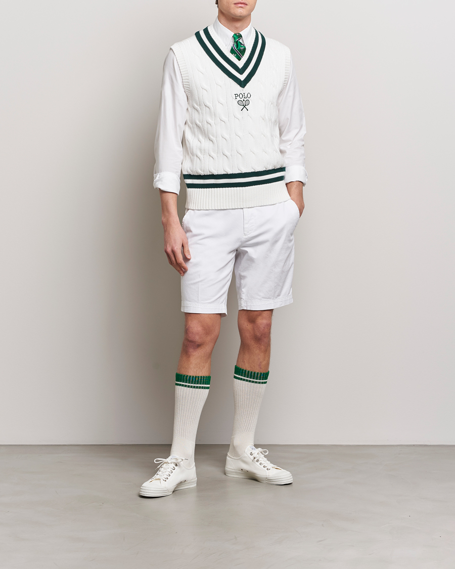 Homme | Pulls Et Tricots | Polo Ralph Lauren | Wimbledon Cricket Vest White/Moss Agate