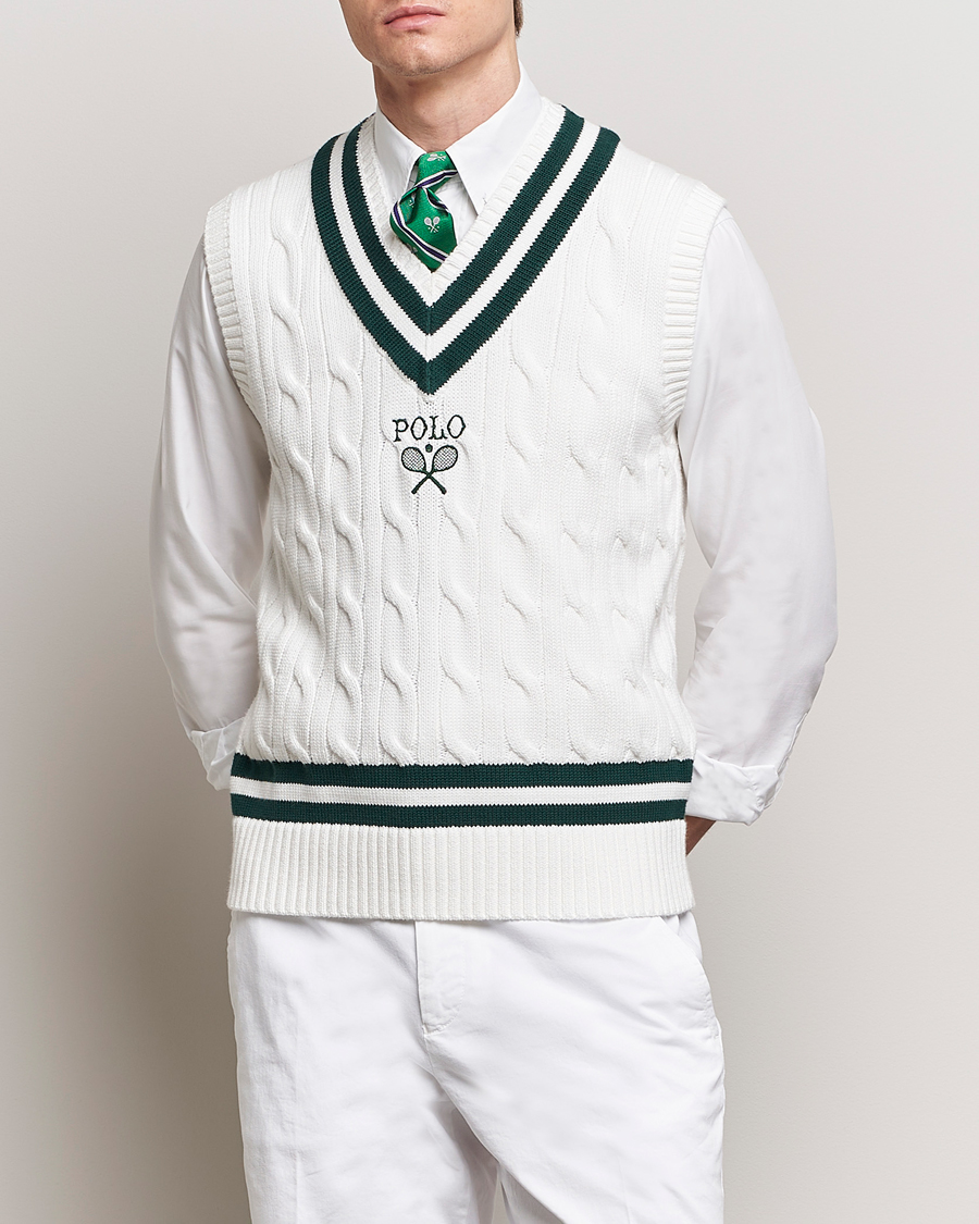 Homme | World of Ralph Lauren | Polo Ralph Lauren | Wimbledon Cricket Vest White/Moss Agate