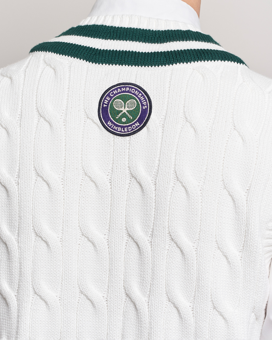 Homme | Pulls Et Tricots | Polo Ralph Lauren | Wimbledon Cricket Vest White/Moss Agate