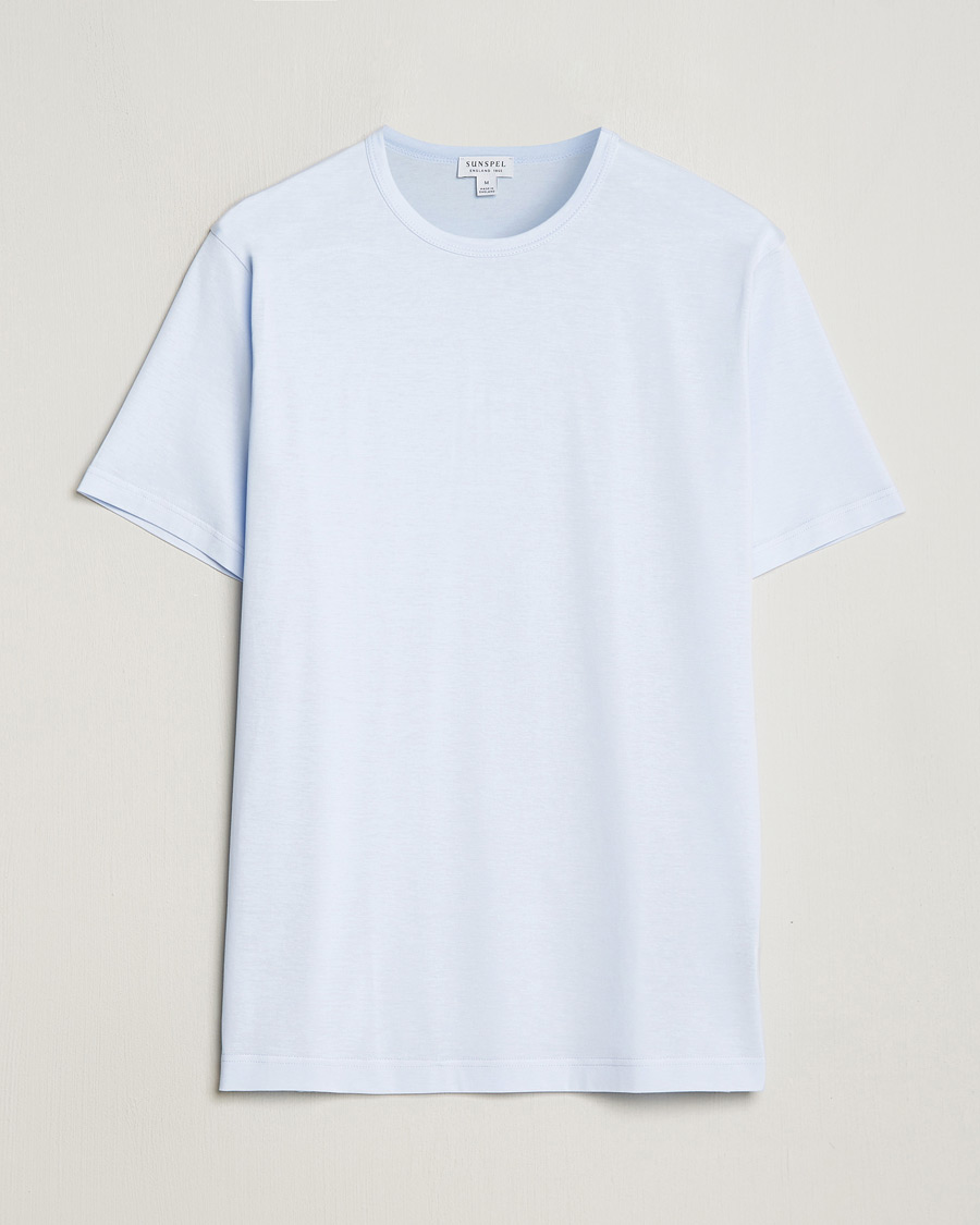 Homme | T-shirts | Sunspel | Crew Neck Cotton Tee Light Blue
