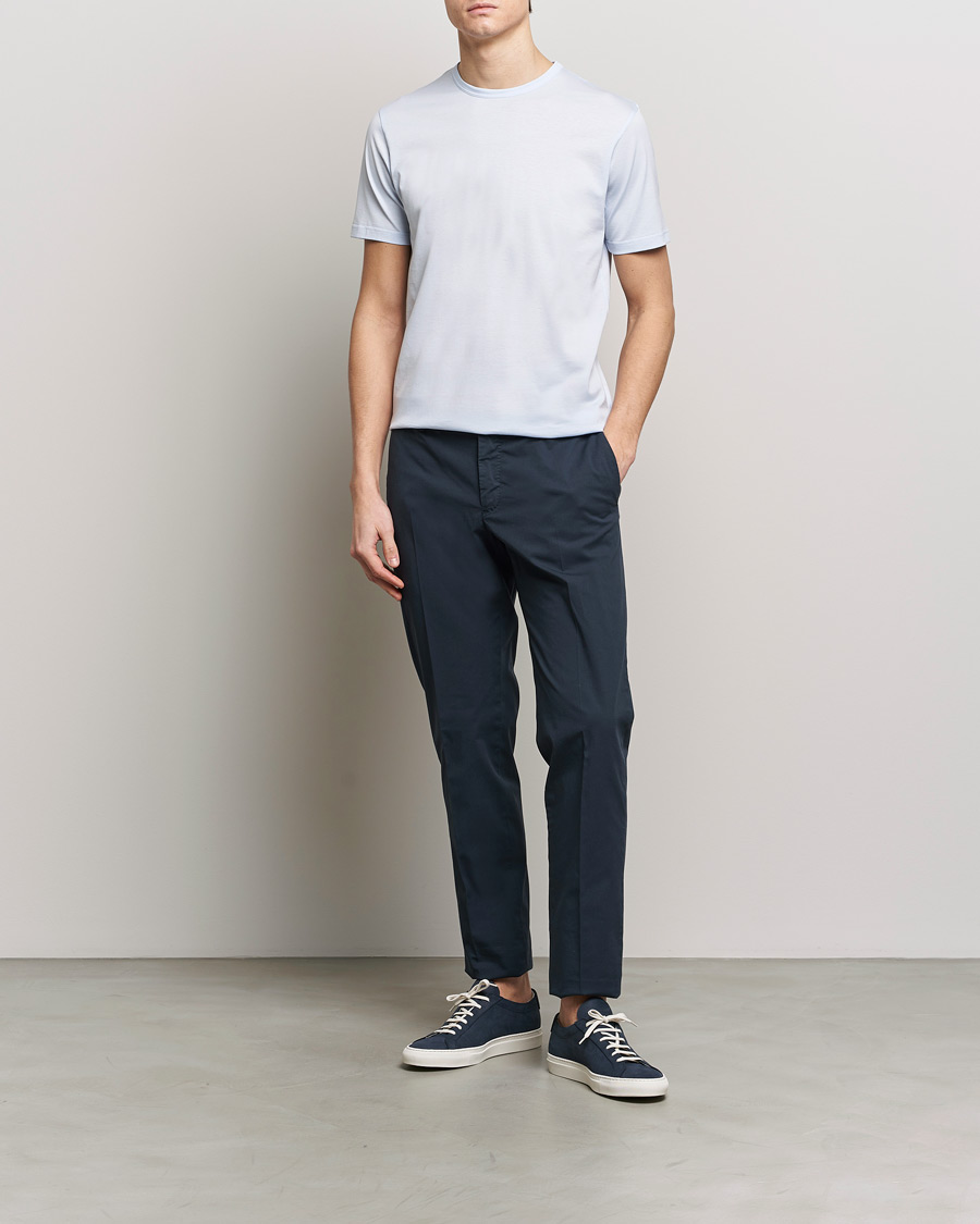 Homme | T-shirts | Sunspel | Crew Neck Cotton Tee Light Blue