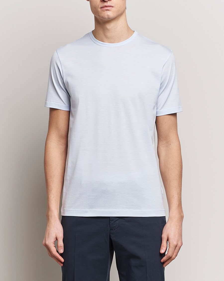 Homme | T-shirts À Manches Courtes | Sunspel | Crew Neck Cotton Tee Light Blue