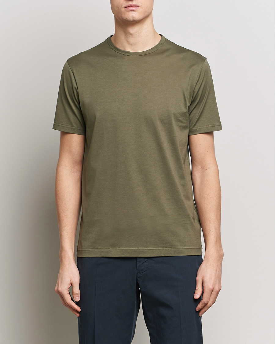 Homme | T-shirts | Sunspel | Crew Neck Cotton Tee Khaki