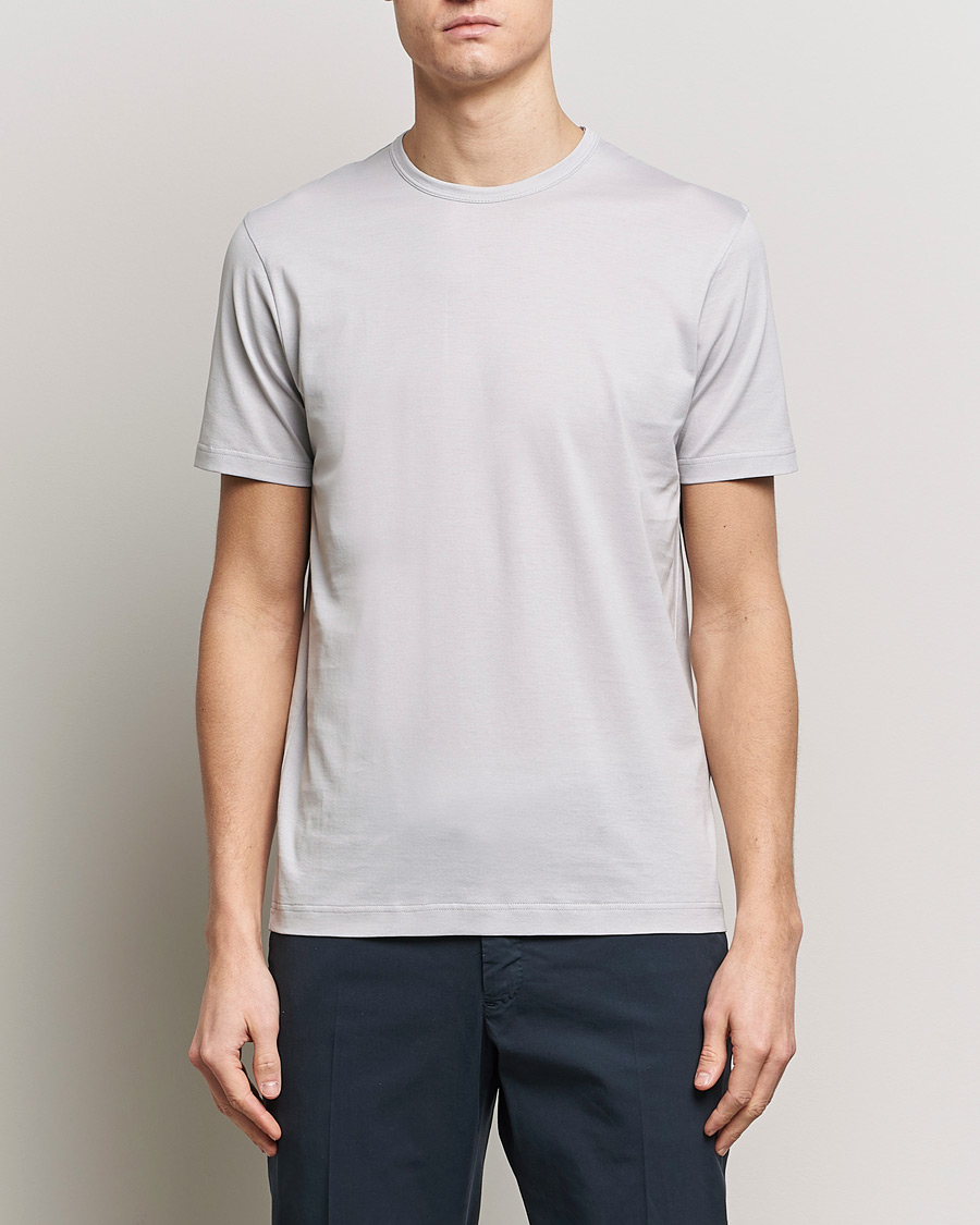 Homme | T-shirts | Sunspel | Crew Neck Cotton Tee Smoke