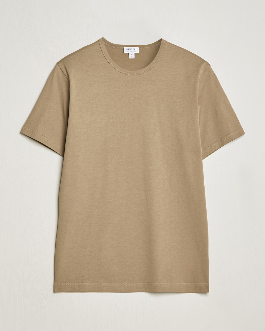 Homme | T-shirts | Sunspel | Crew Neck Cotton Tee Dark Stone