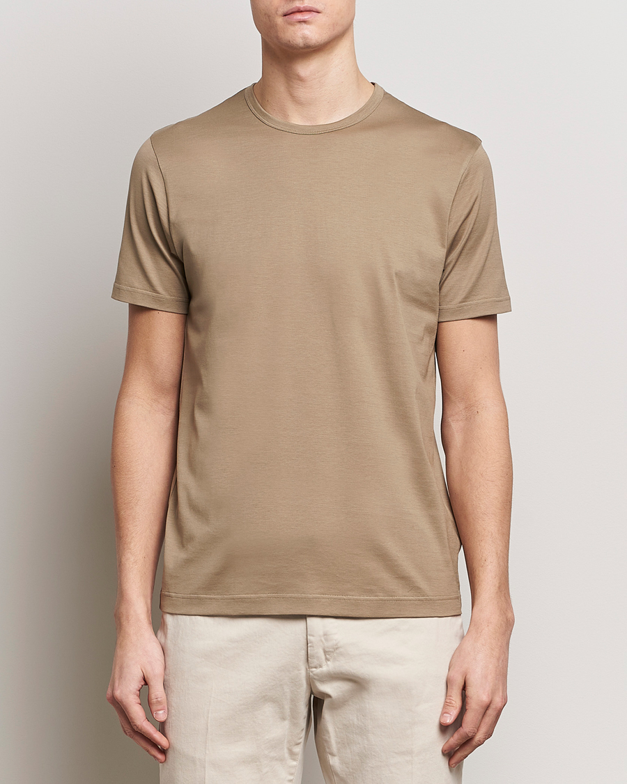 Homme | T-shirts | Sunspel | Crew Neck Cotton Tee Dark Stone