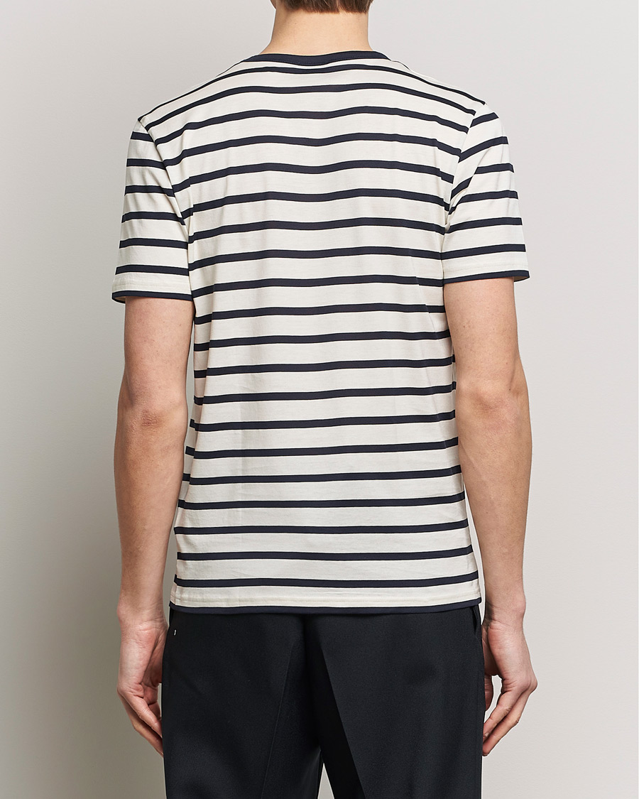 Homme | T-shirts | Sunspel | Striped Crew Neck Cotton Tee Ecru/Navy