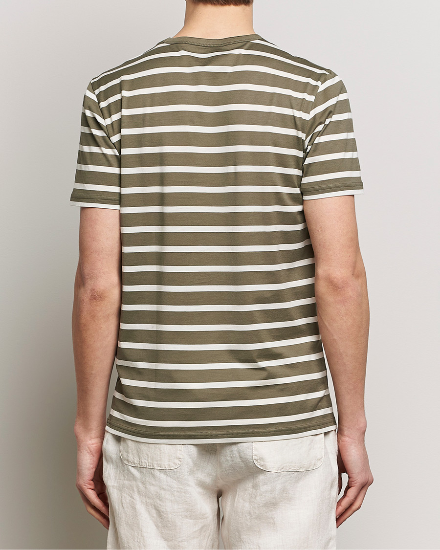 Homme | T-shirts | Sunspel | Striped Crew Neck Cotton Tee Khaki