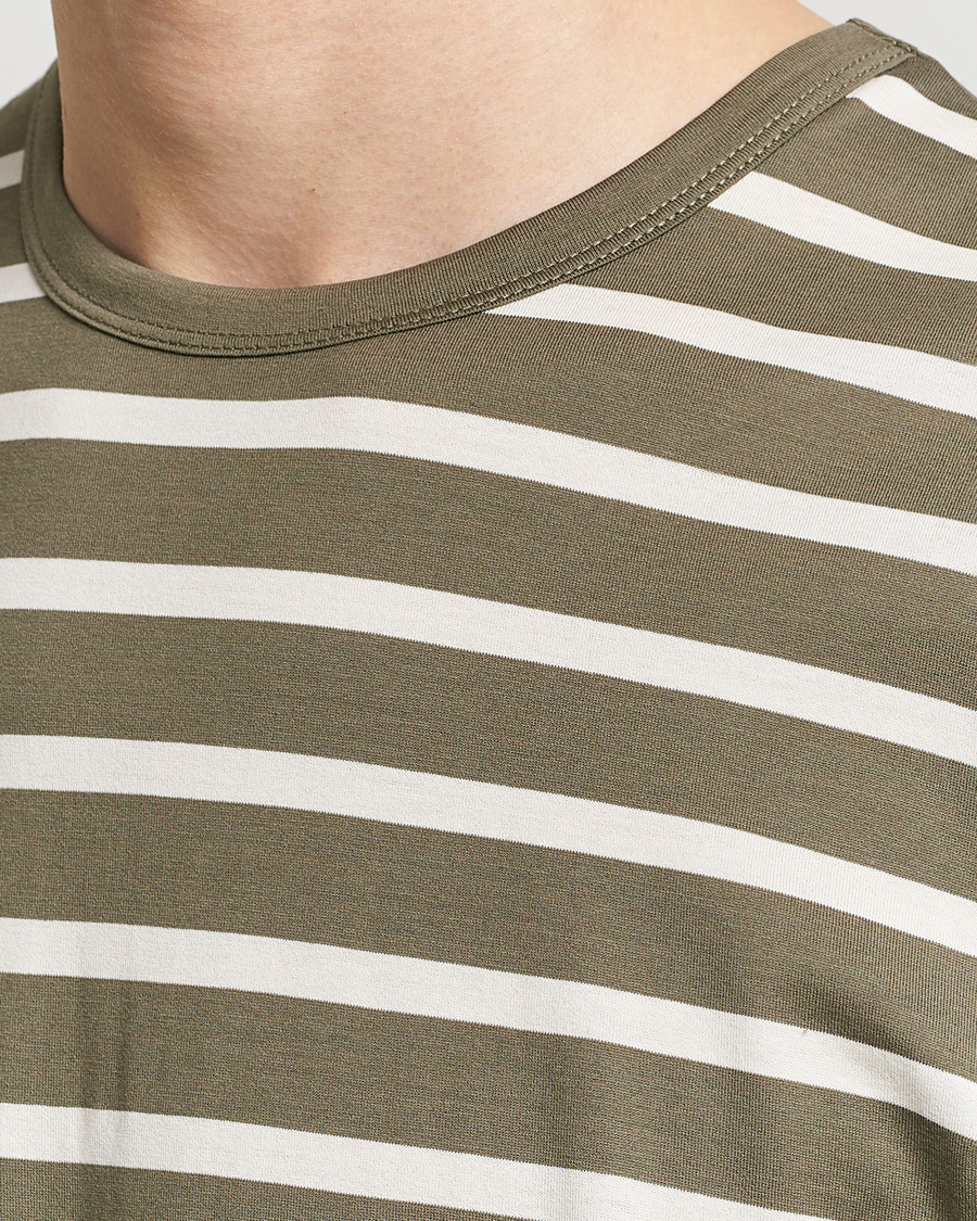 Homme | T-shirts | Sunspel | Striped Crew Neck Cotton Tee Khaki