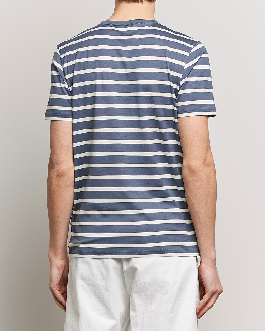 Homme | T-shirts | Sunspel | Striped Crew Neck Cotton Tee Slate Blue