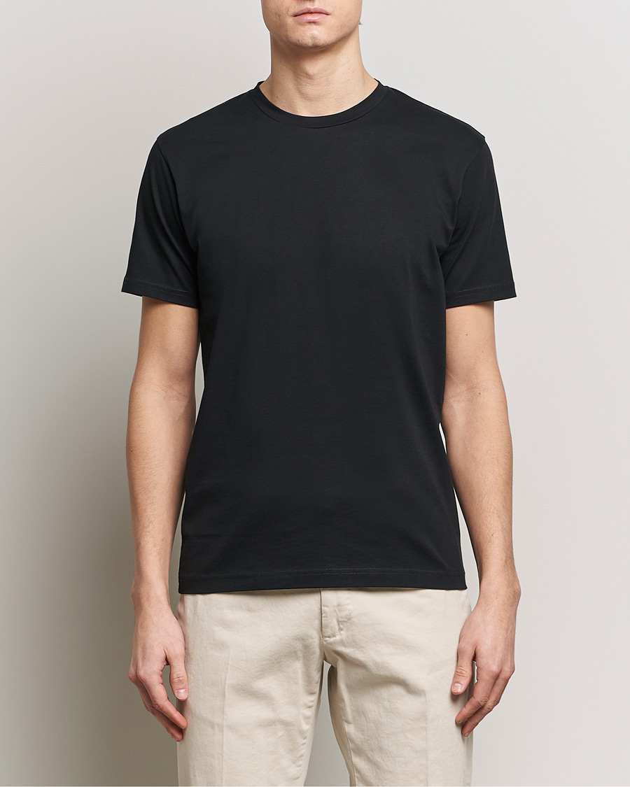 Homme | T-Shirts Noirs | Sunspel | Riviera Midweight Tee Black