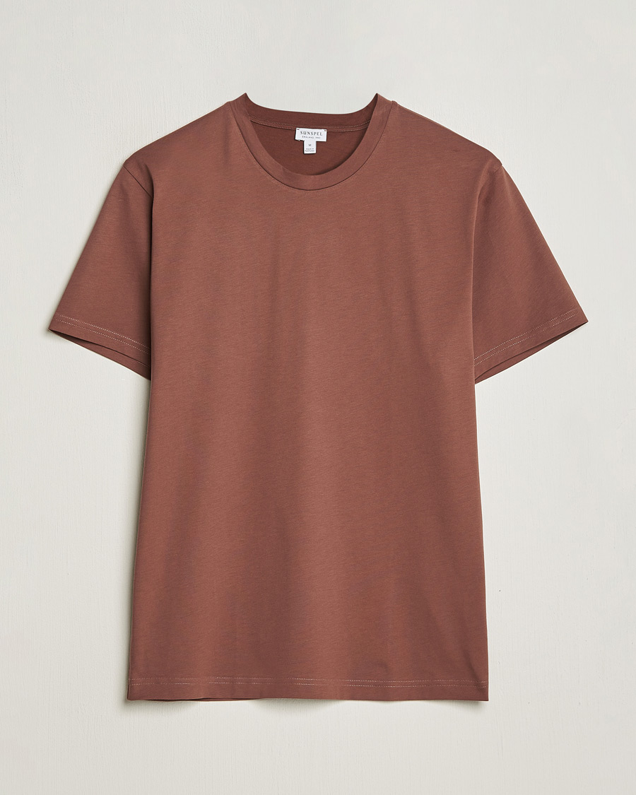Homme | T-shirts | Sunspel | Riviera Midweight Tee Brown