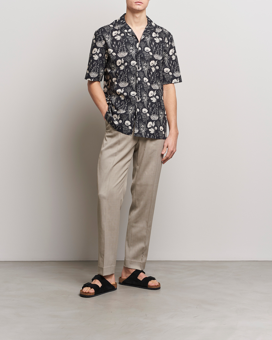 Homme | Chemises | Sunspel | Katie Scott Short Sleeve Printed Resort Shirt Black