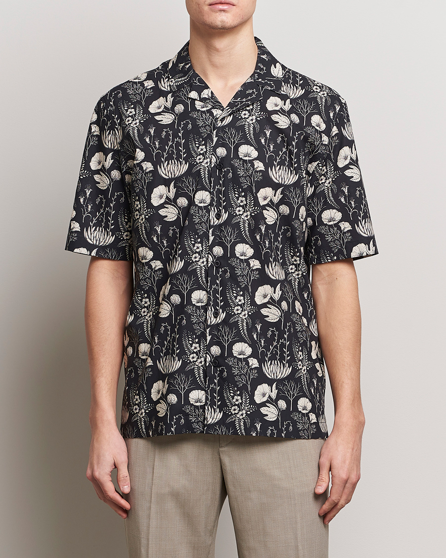 Homme | Sections | Sunspel | Katie Scott Short Sleeve Printed Resort Shirt Black