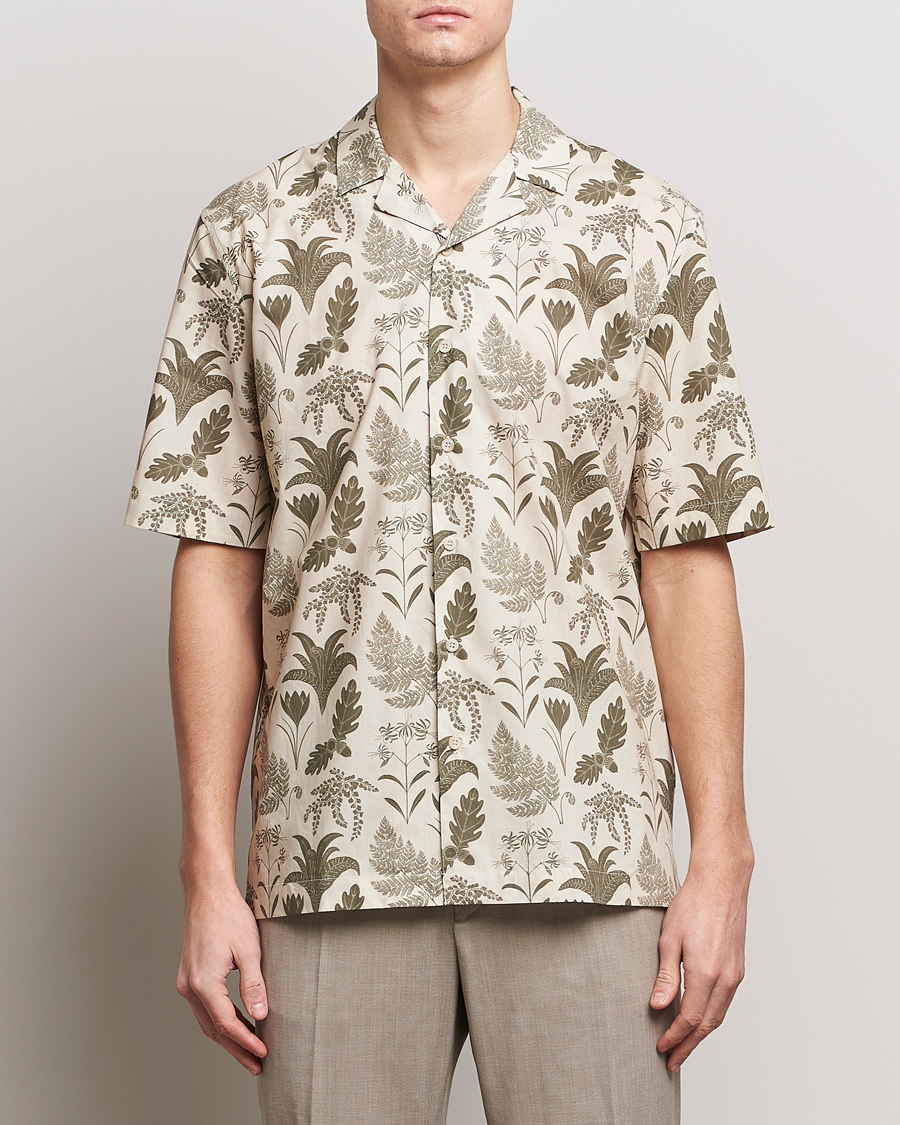 Homme | Sections | Sunspel | Katie Scott Short Sleeve Printed Resort Shirt Ecru