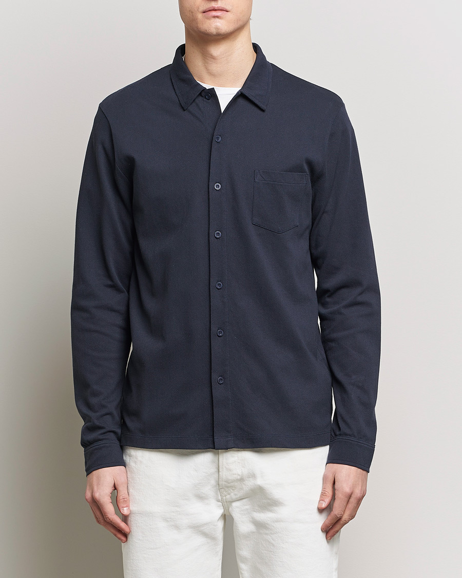 Homme |  | Sunspel | Riviera Long Sleeve Shirt Navy