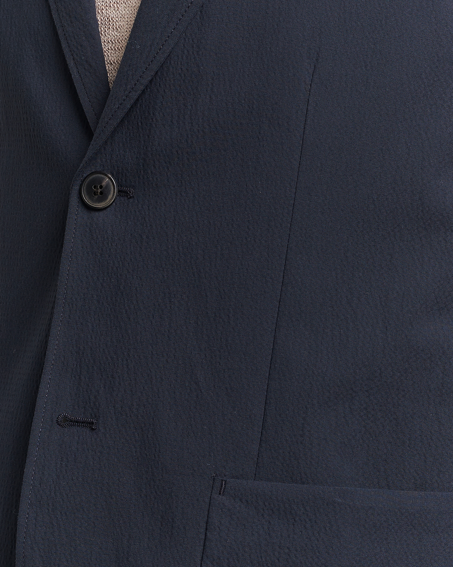 Homme | Blazers | Sunspel | Unconstructed Seersucker Blazer Navy