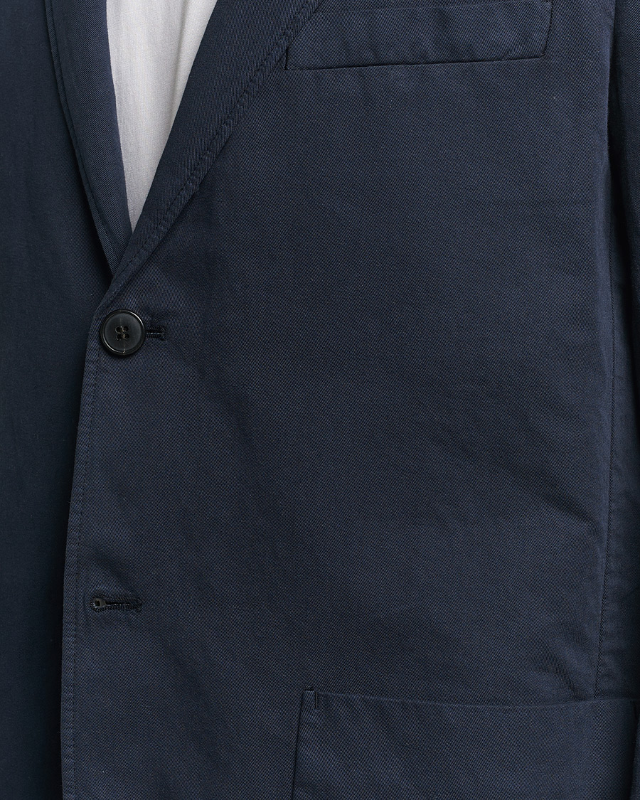 Homme | Blazers | Sunspel | Unconstructed Cotton/Linen Blazer Navy