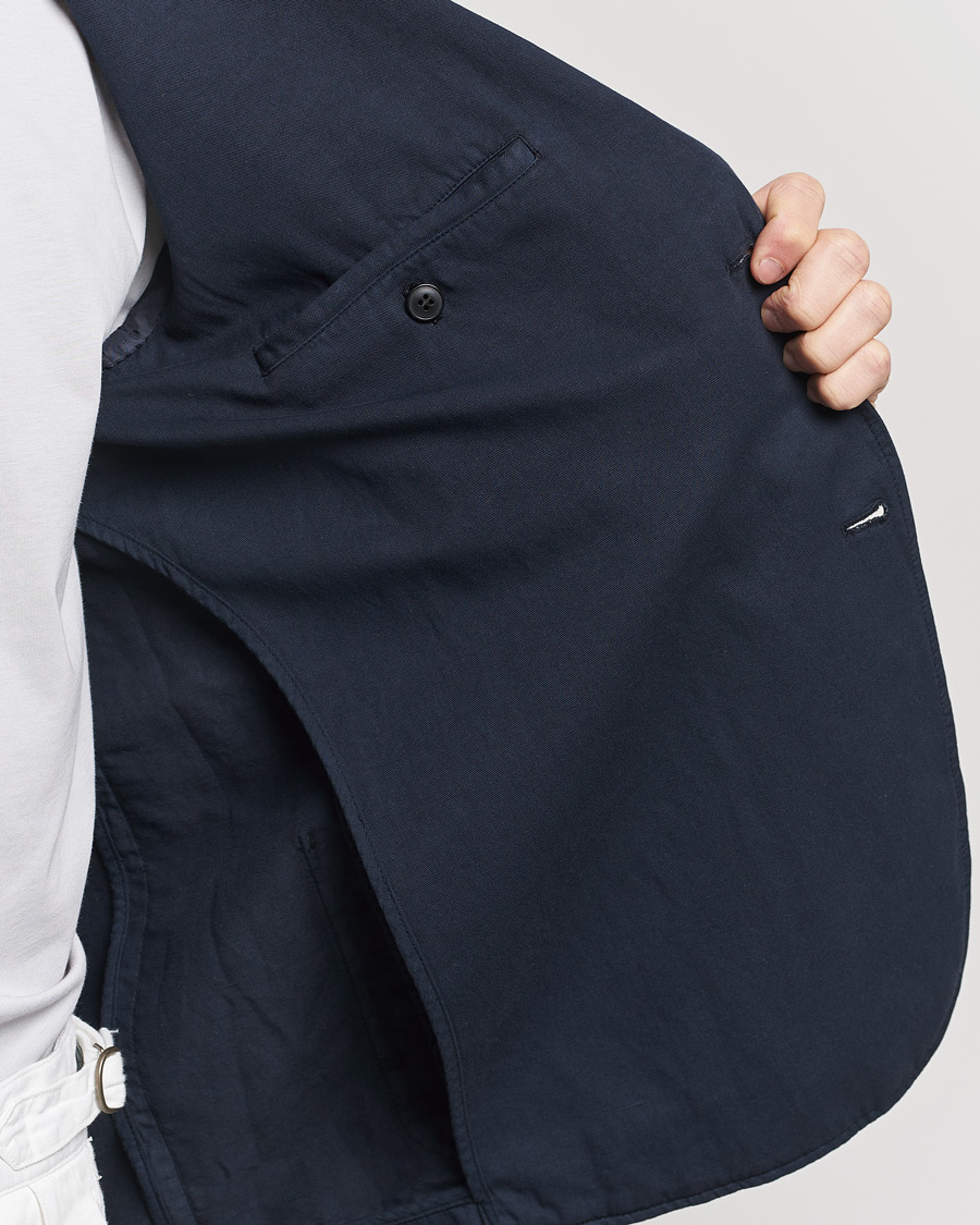 Homme | Blazers | Sunspel | Unconstructed Cotton/Linen Blazer Navy