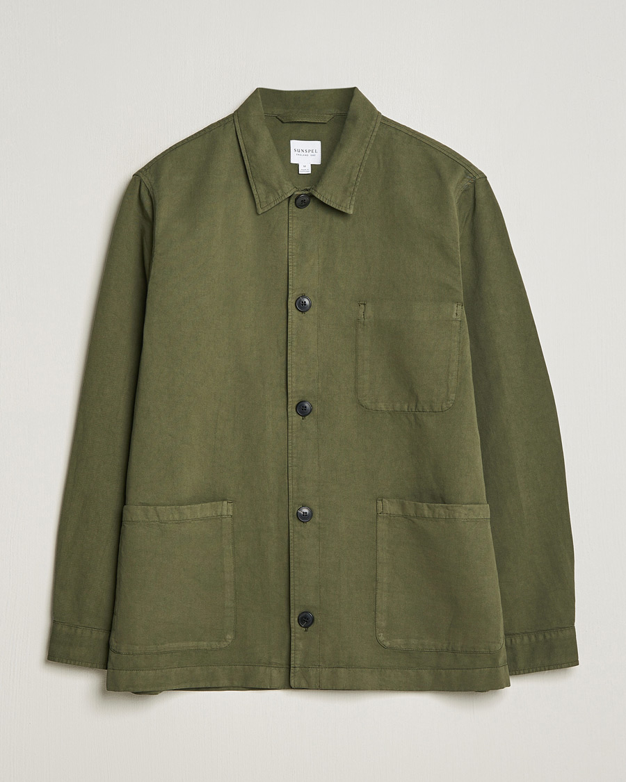 Homme | Chemises | Sunspel | Twin Pocket Cotton/Linen Jacket Khaki
