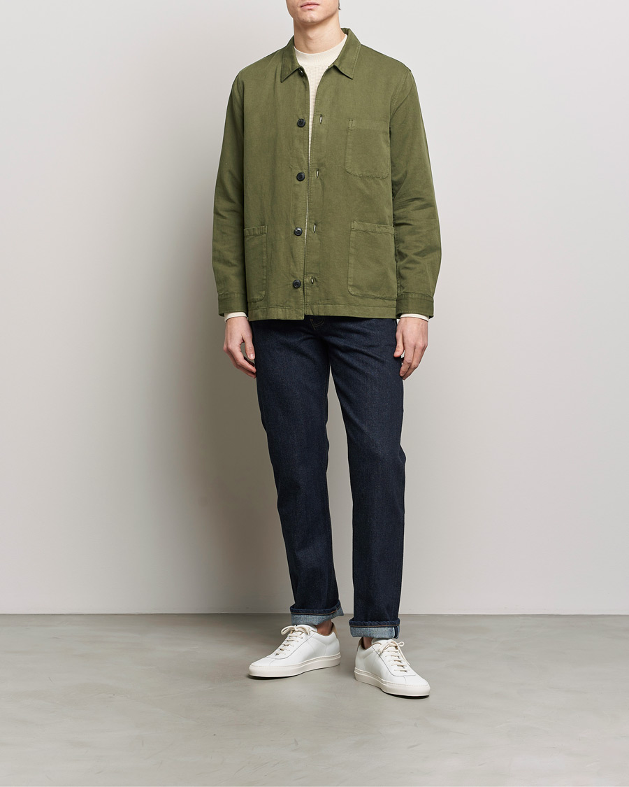 Homme | Chemises | Sunspel | Twin Pocket Cotton/Linen Jacket Khaki