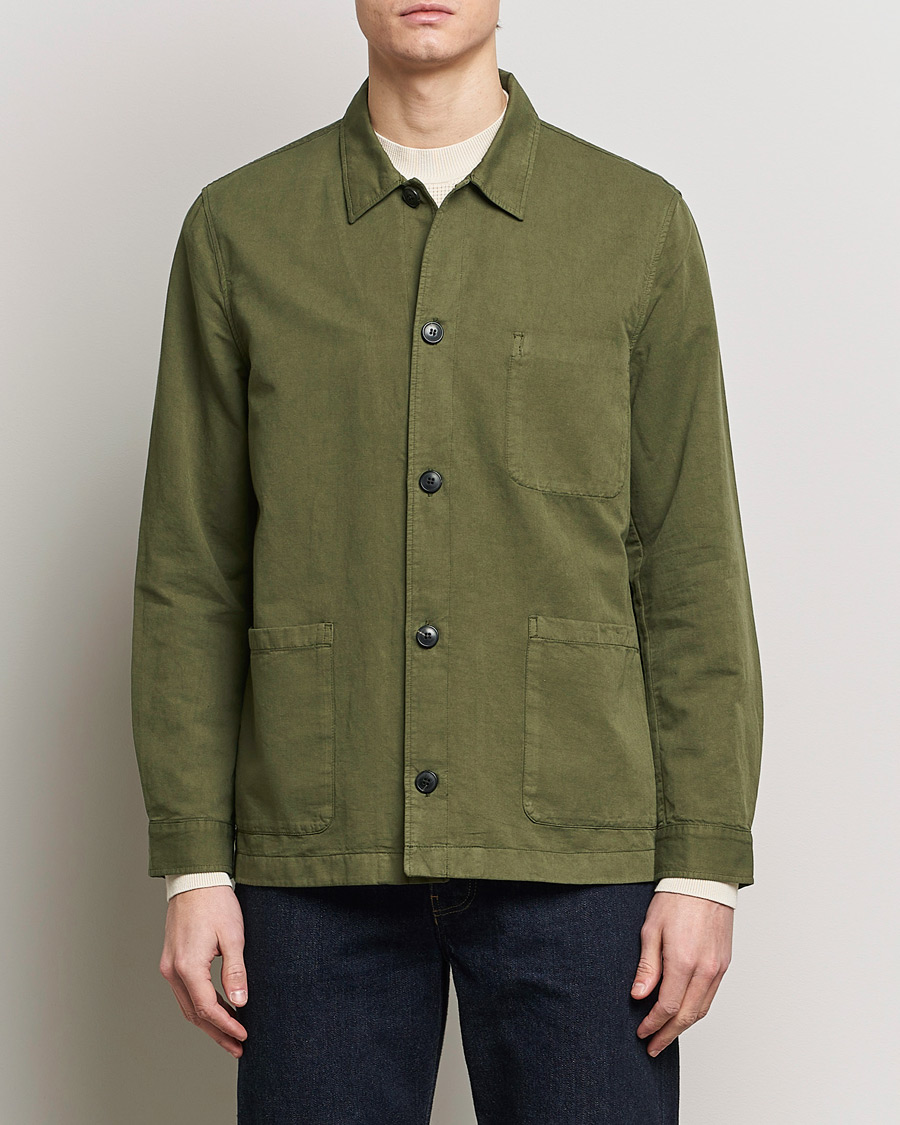 Homme | Chemises | Sunspel | Twin Pocket Cotton/Linen Jacket Khaki