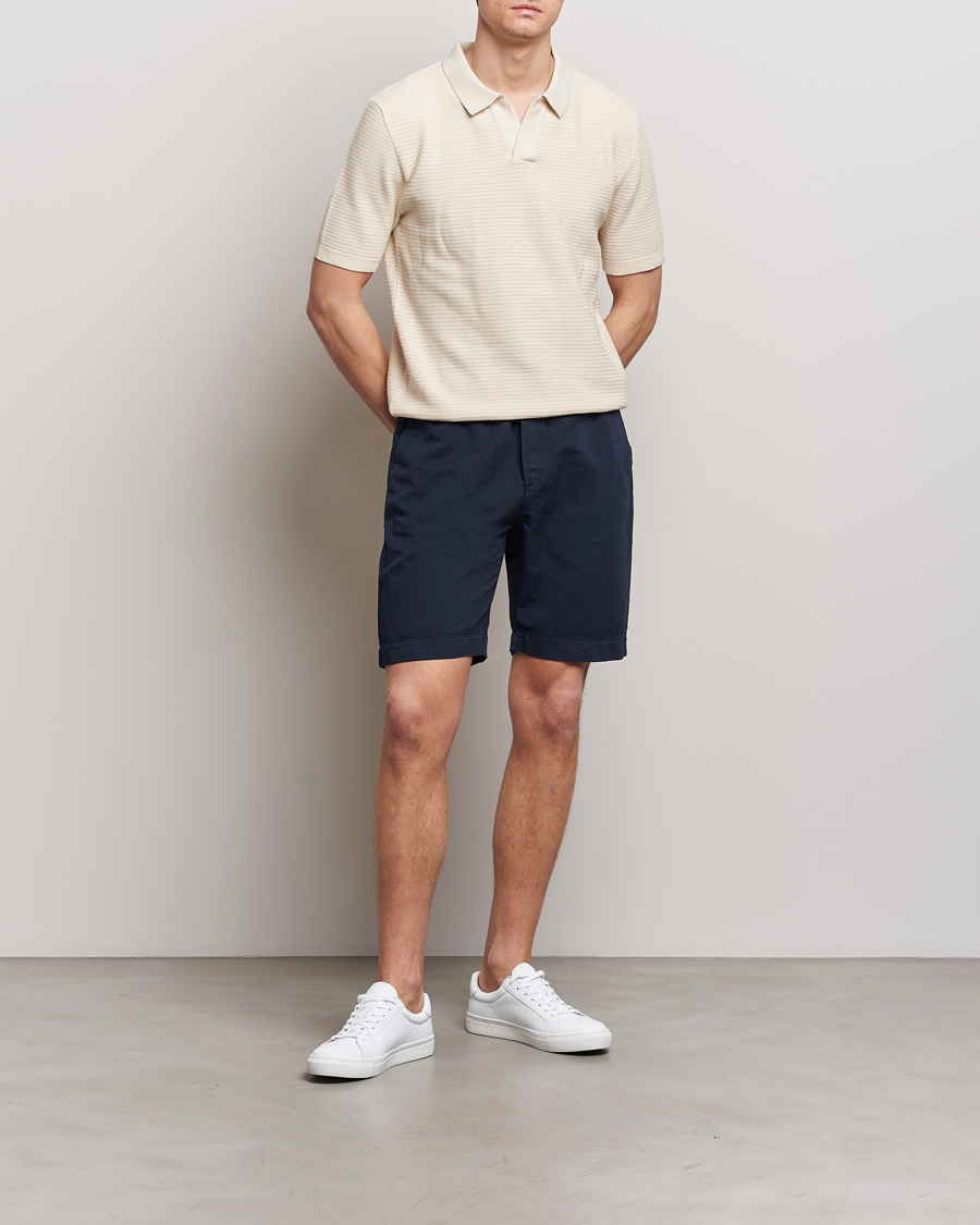 Homme | Shorts | Sunspel | Cotton/Linen Drawstring Shorts Navy