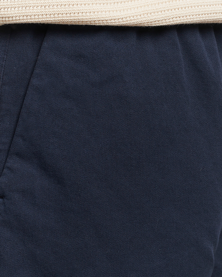 Homme | Shorts | Sunspel | Cotton/Linen Drawstring Shorts Navy