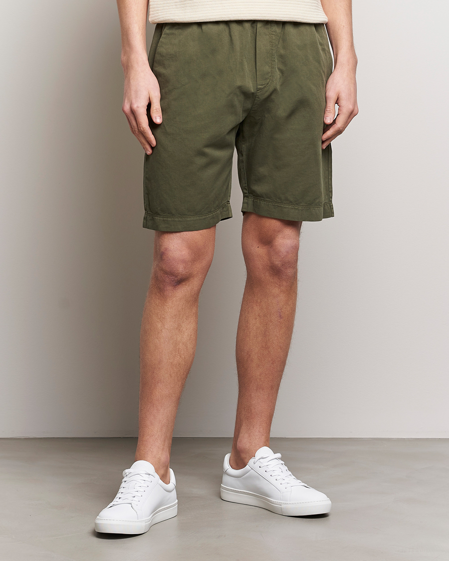 Homme | Sections | Sunspel | Cotton/Linen Drawstring Shorts Khaki