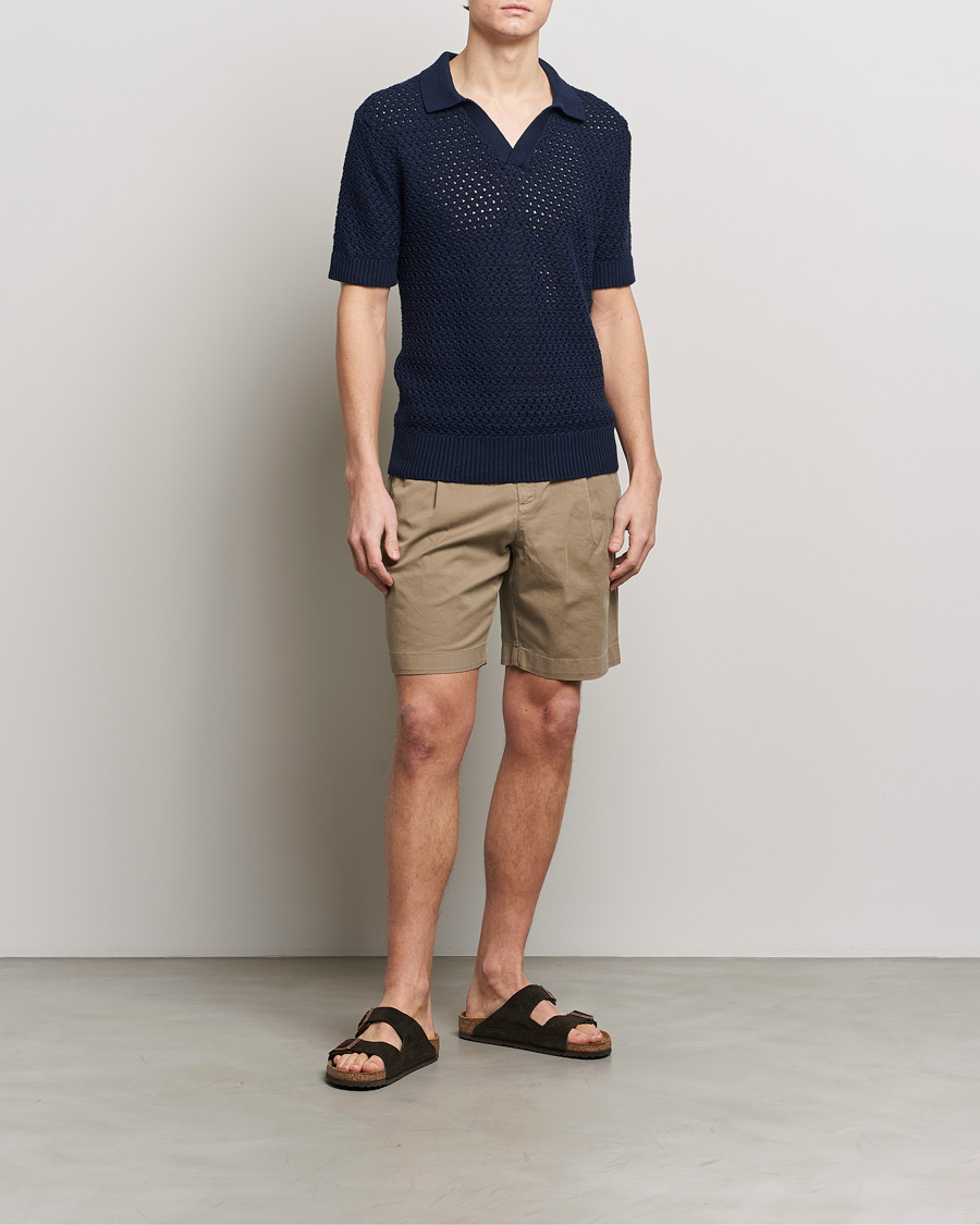 Homme | Shorts | Sunspel | Pleated Stretch Cotton Twill Shorts Dark Stone