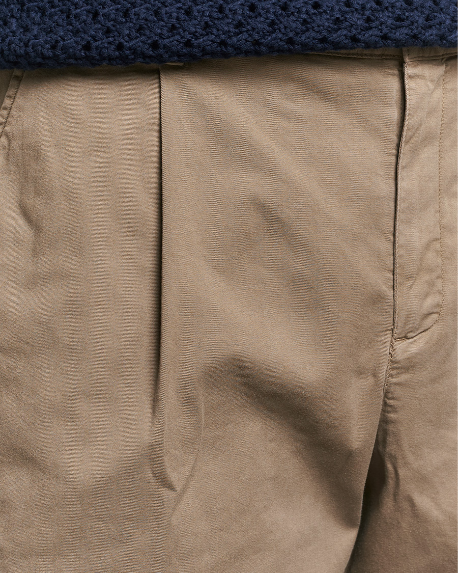 Homme | Shorts | Sunspel | Pleated Stretch Cotton Twill Shorts Dark Stone