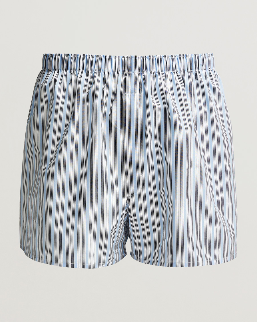 Homme | Sous-Vêtements Et Chaussettes | Sunspel | Classic Woven Cotton Boxer Shorts Blue Mix Stripe