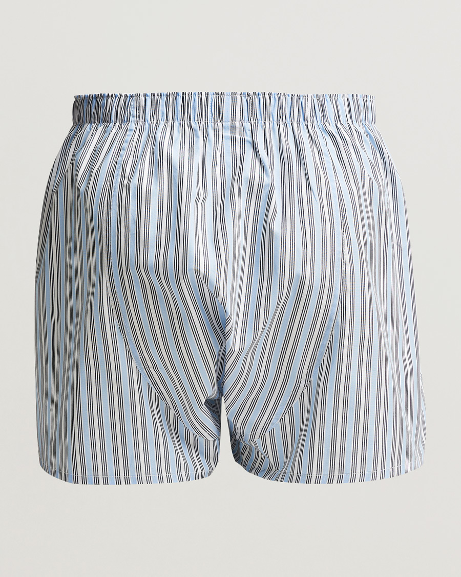 Homme | Sous-Vêtements Et Chaussettes | Sunspel | Woven Cotton Boxers Blue Mix Stripe