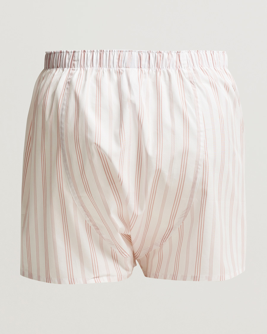 Homme | Boxers | Sunspel | Woven Cotton Boxers Pale Pink Stripe