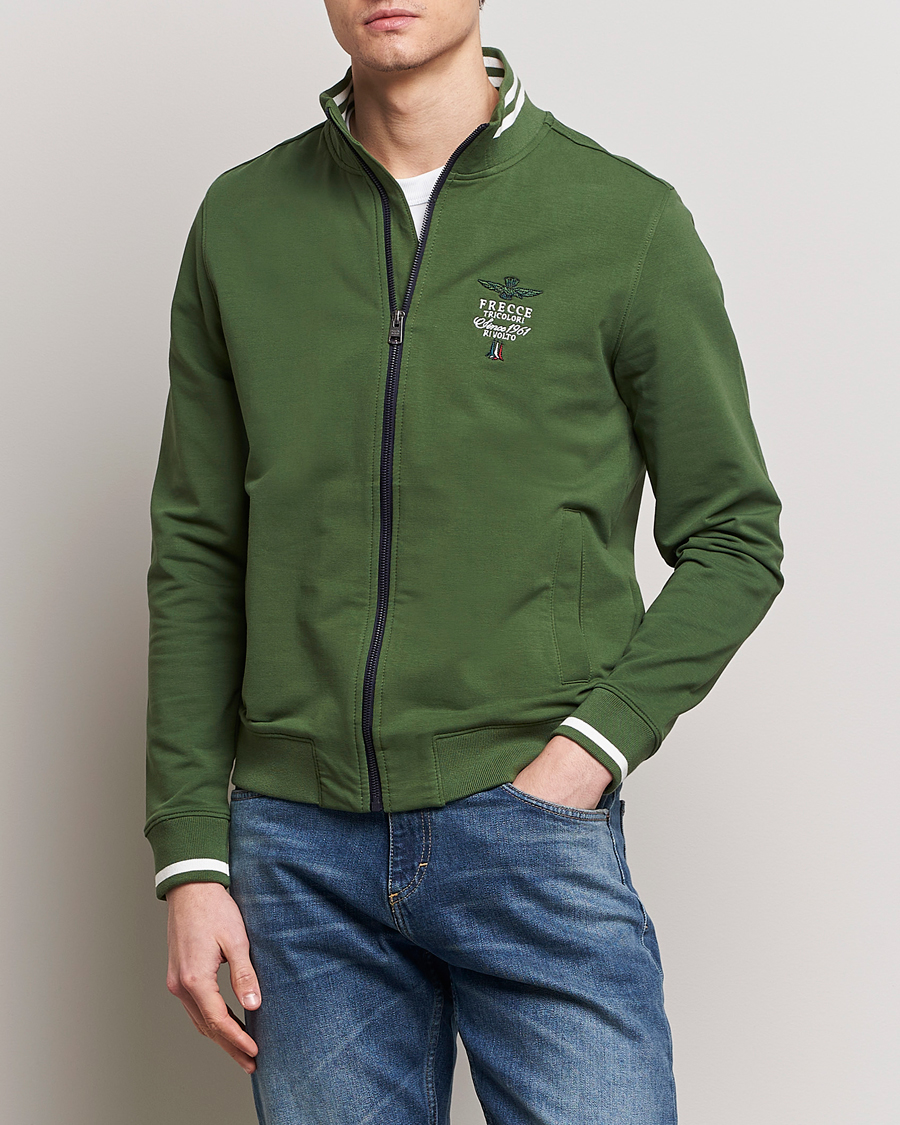 Homme | Full-zip | Aeronautica Militare | Full Zip Sweater Seaweed Green